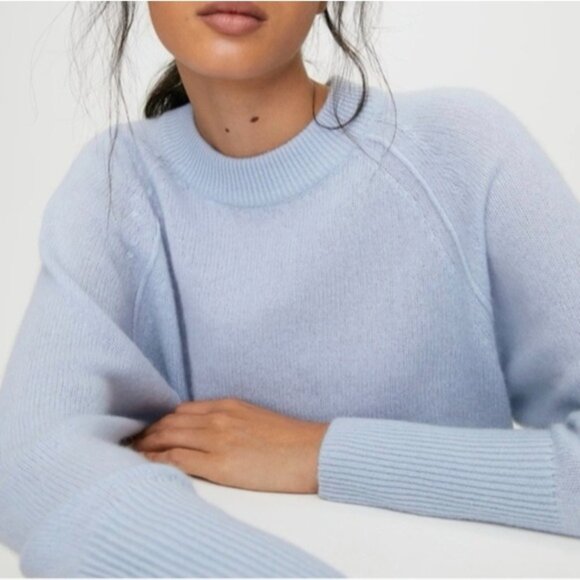 Aritzia Sweaters - NEW BABATON Luxe Cashmere Crew Sweater Baby Blue Crewneck Wool XS ARITZIA